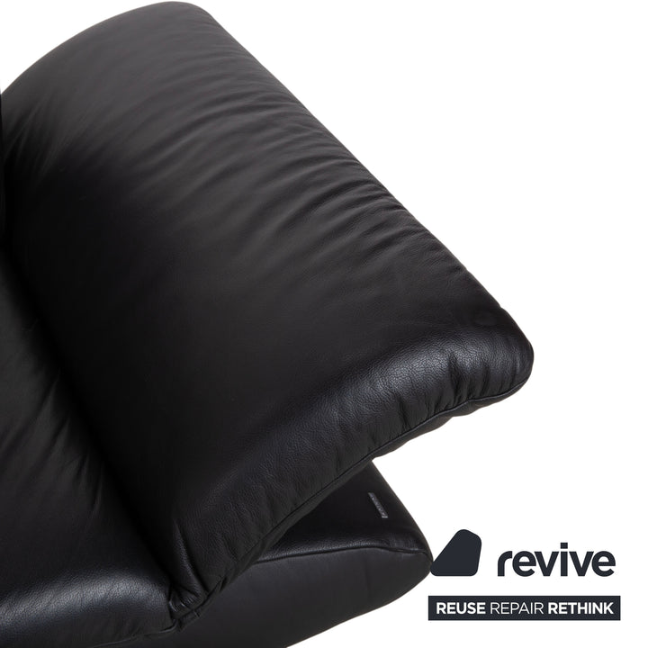 Koinor Rossini Black Leather Sofa Two-Seater Manual Function