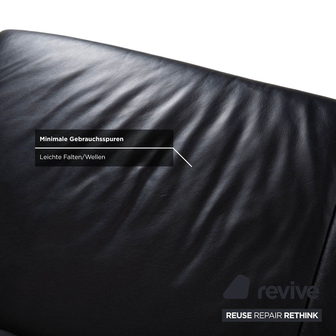 Koinor Rossini Black Leather Sofa Two-Seater Manual Function