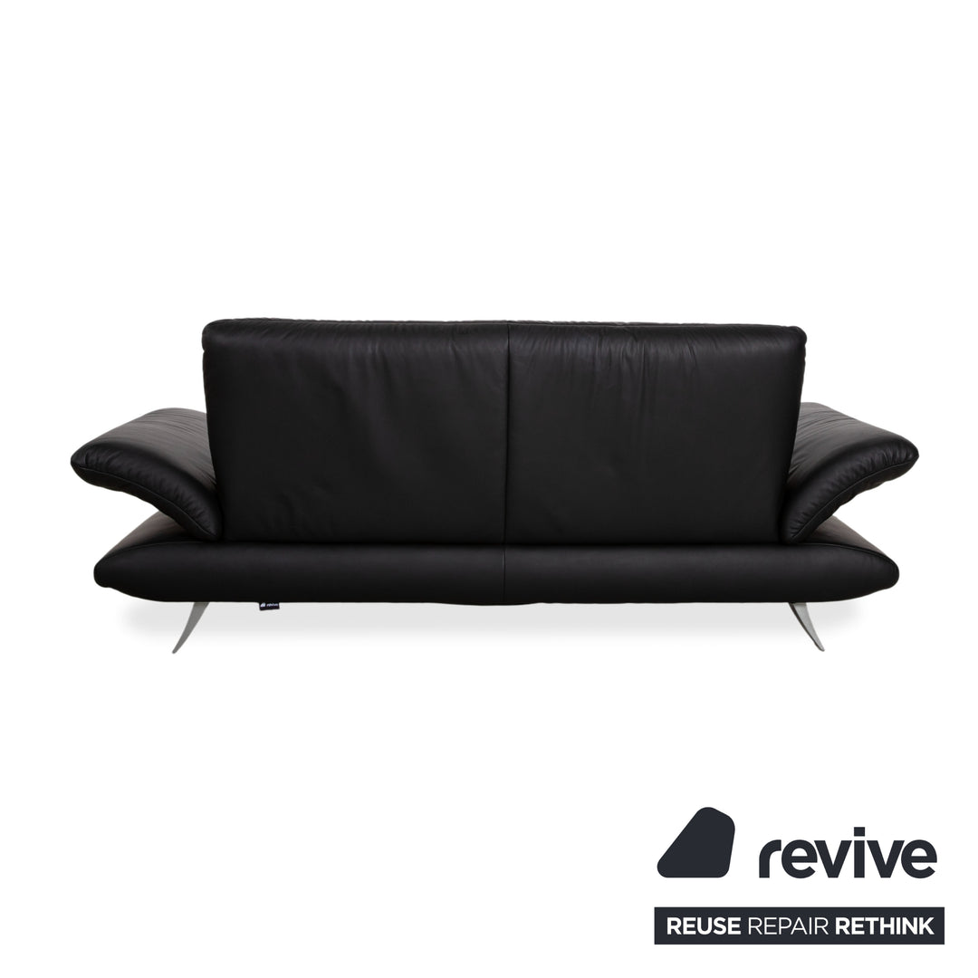 Koinor Rossini Black Leather Sofa Two-Seater Manual Function