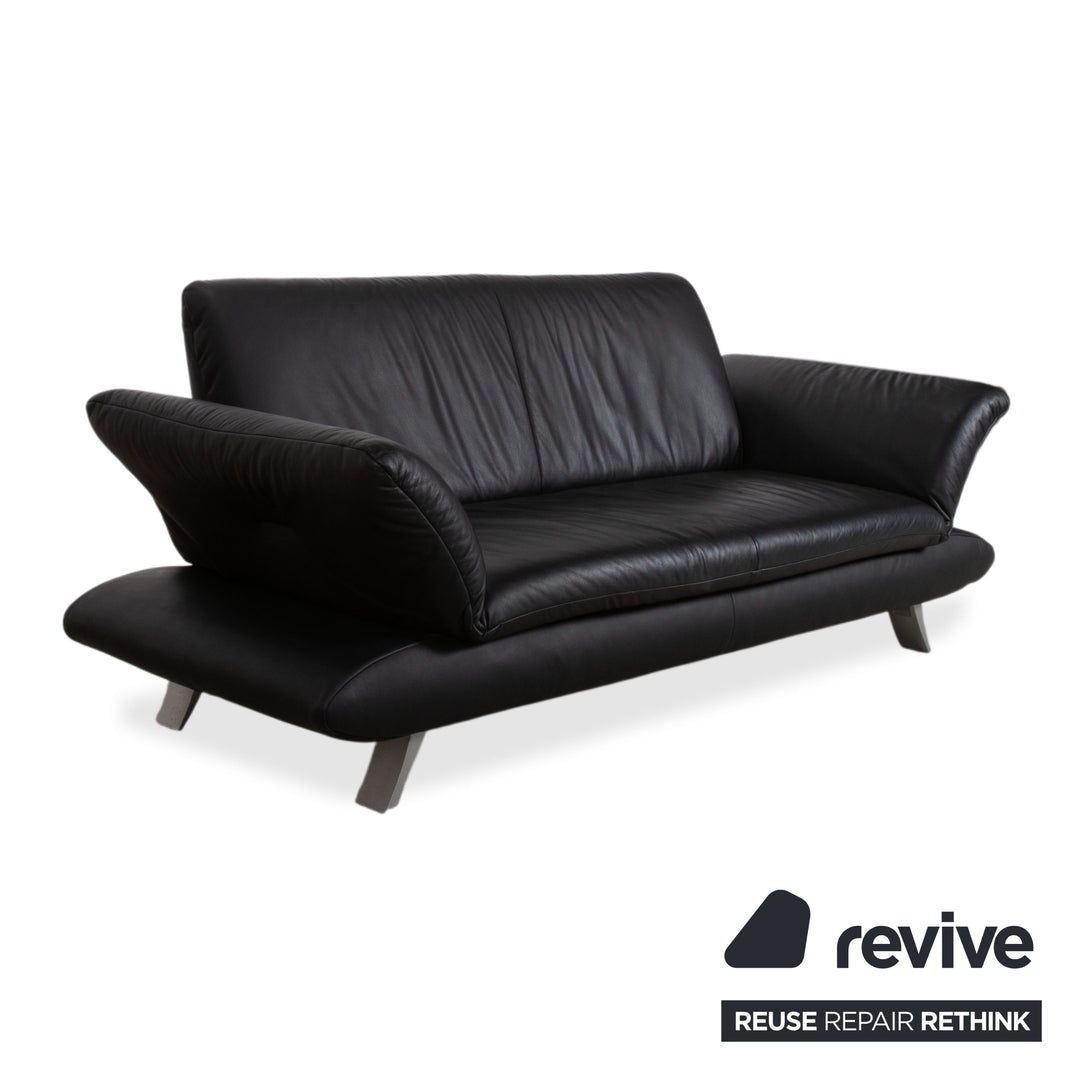 Koinor Rossini Black Leather Sofa Two-Seater Manual Function