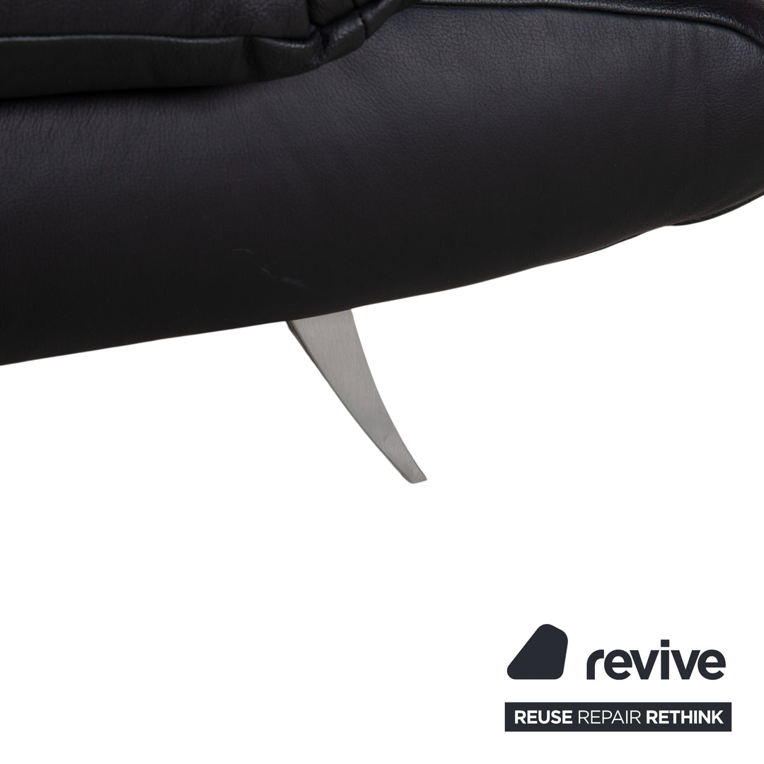 Koinor Rossini Black Leather Sofa Two-Seater Manual Function