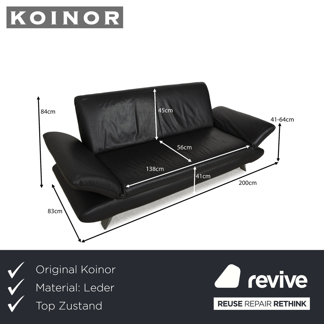 Koinor Rossini leather two-seater anthracite gray sofa couch manual function