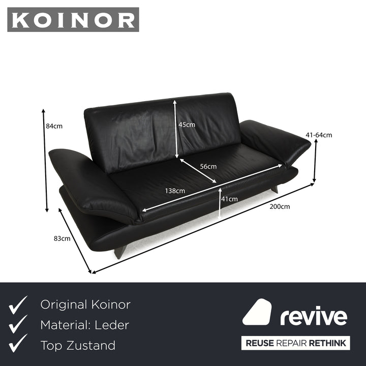 Koinor Rossini leather two-seater anthracite gray sofa couch manual function