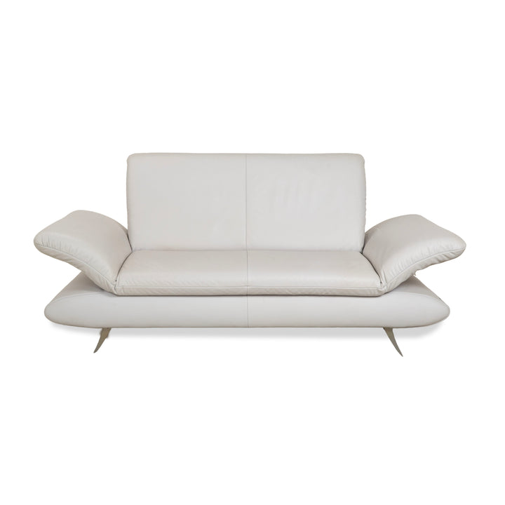 Canapé deux places en cuir Koinor Rossini beige gris bleu à fonction manuelle