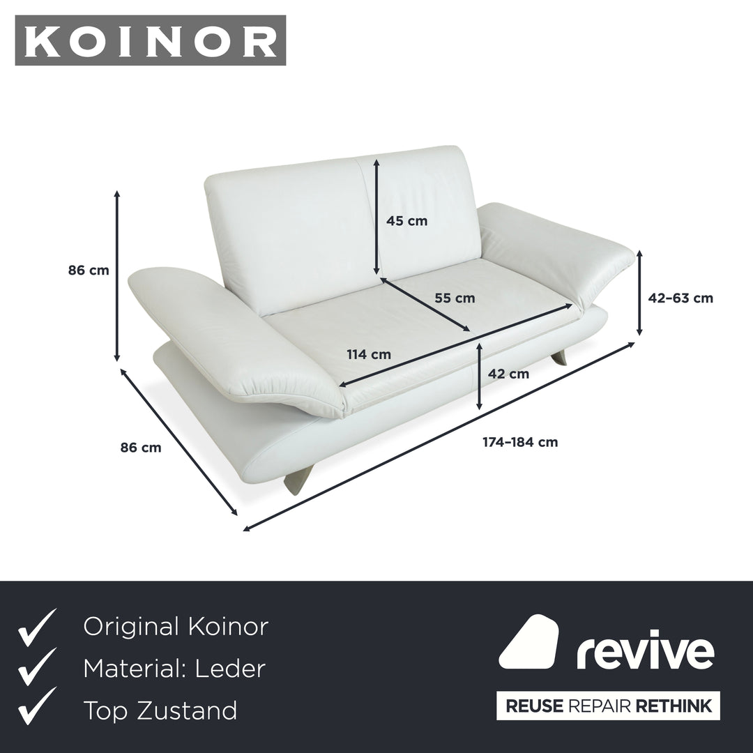 Koinor Rossini Leather Two-Seater Beige Grey Blue Manual Function Sofa Couch