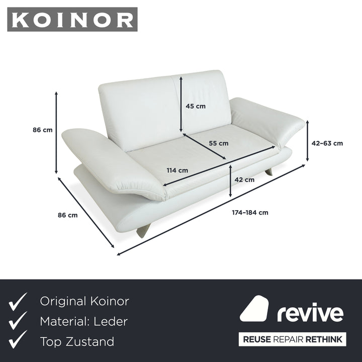 Koinor Rossini Leather Two-Seater Beige Grey Blue Manual Function Sofa Couch