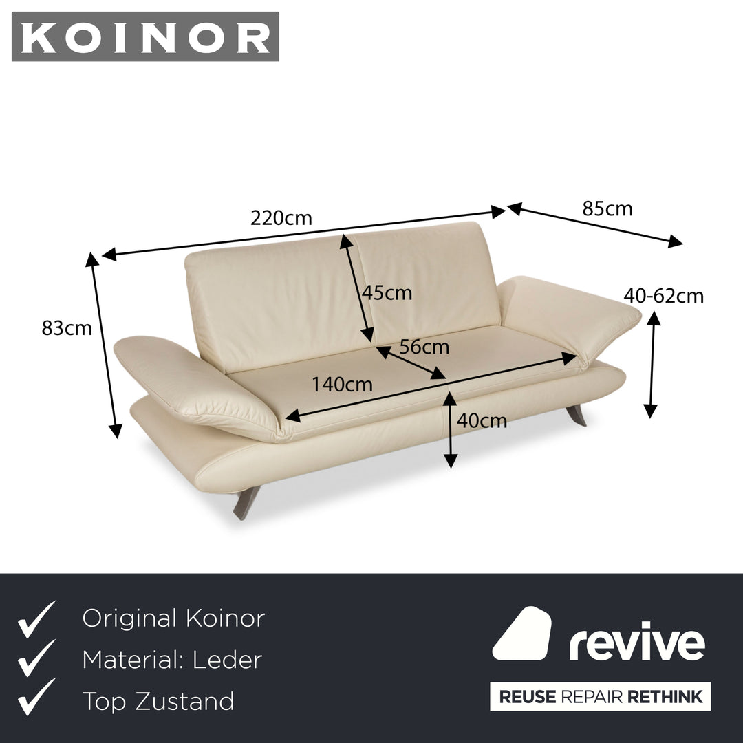 Koinor Rossini Leather Two-Seater Beige Manual Function Leather Couch