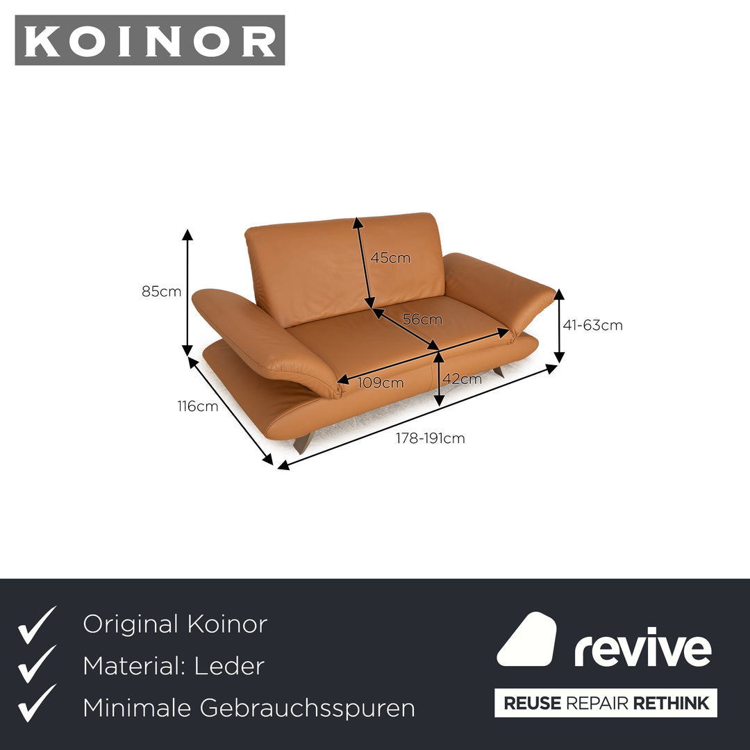 Koinor Rossini Leather Two Seater Beige Manual Function Sofa Couch