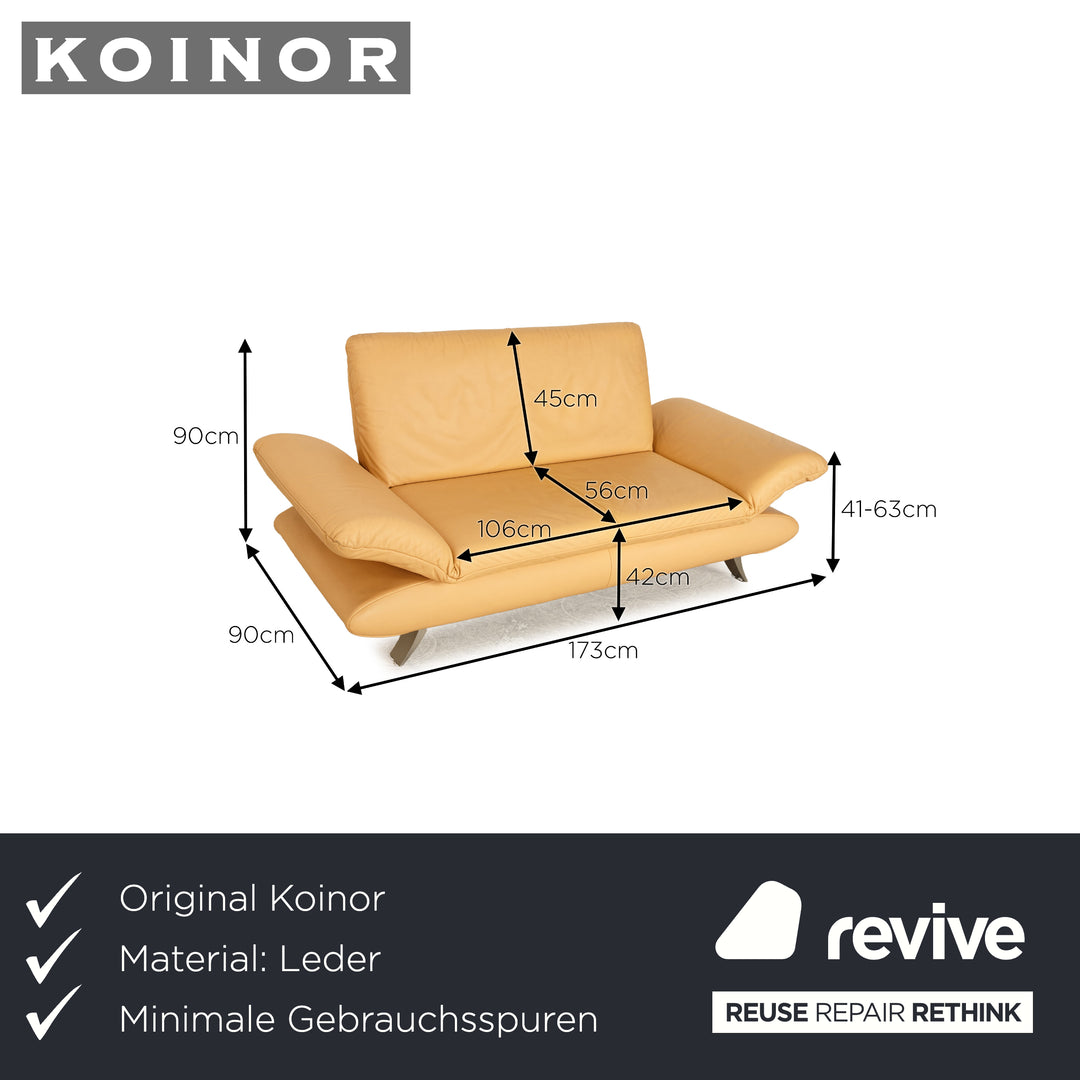 Koinor Rossini Leather Two Seater Beige Manual Function Sofa Couch