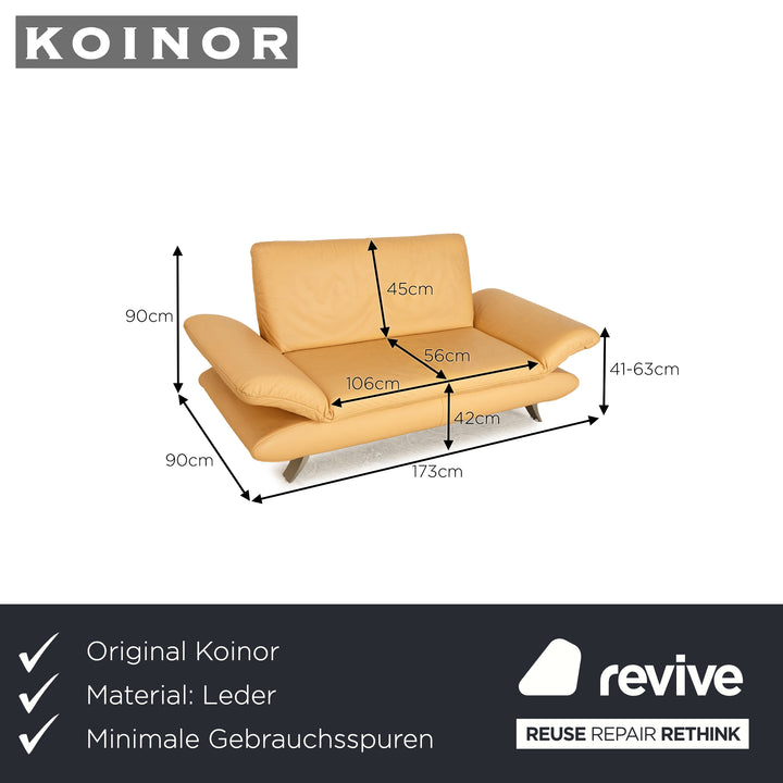 Koinor Rossini Leather Two Seater Beige Manual Function Sofa Couch