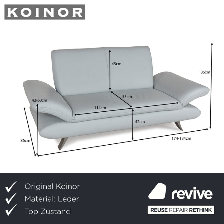 Koinor Rossini Leder Zweisitzer Blau Blaugrau manuelle Funktion Sofa Couch