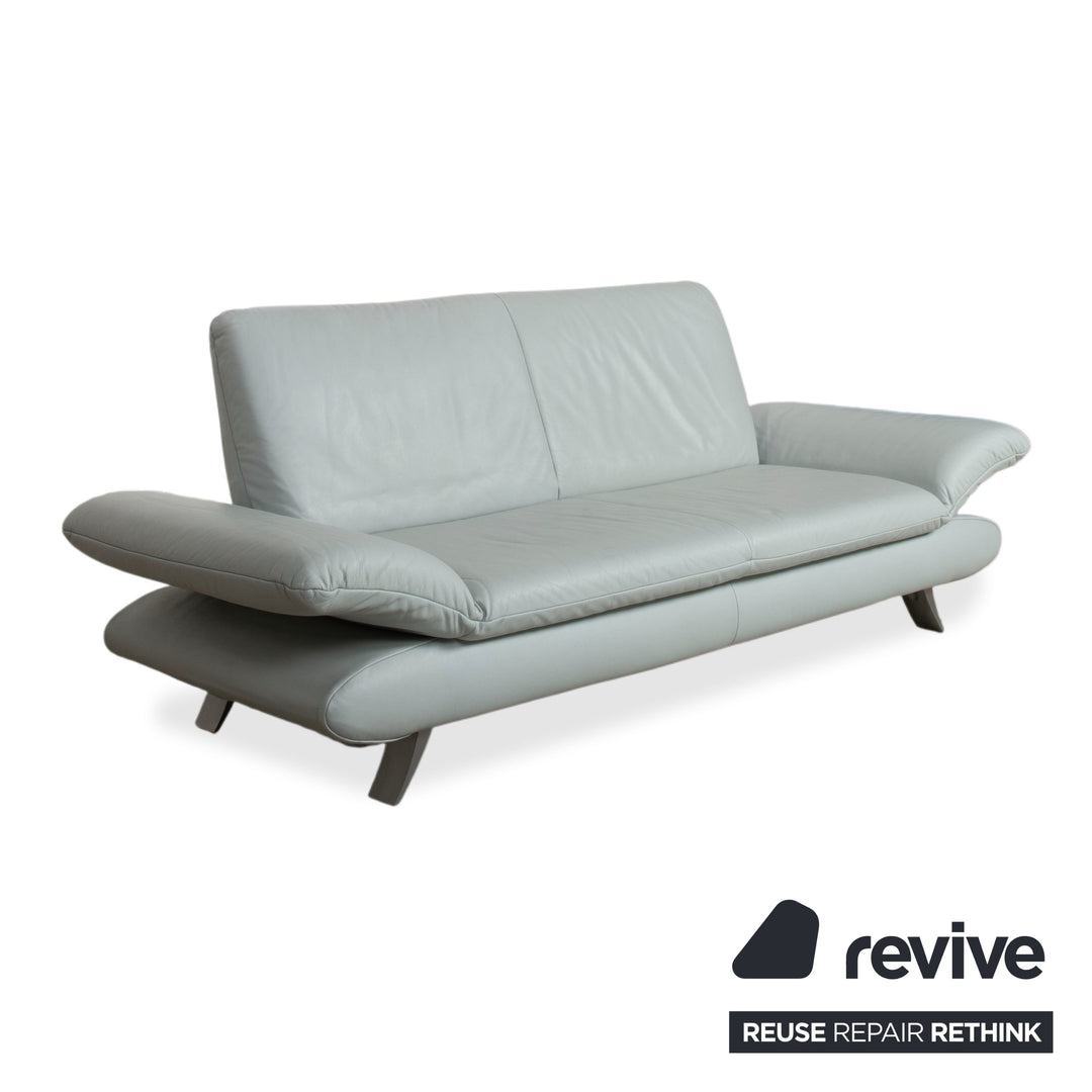 Koinor Rossini Leather Two-Seater Blue Ice Blue Manual Function Sofa Couch