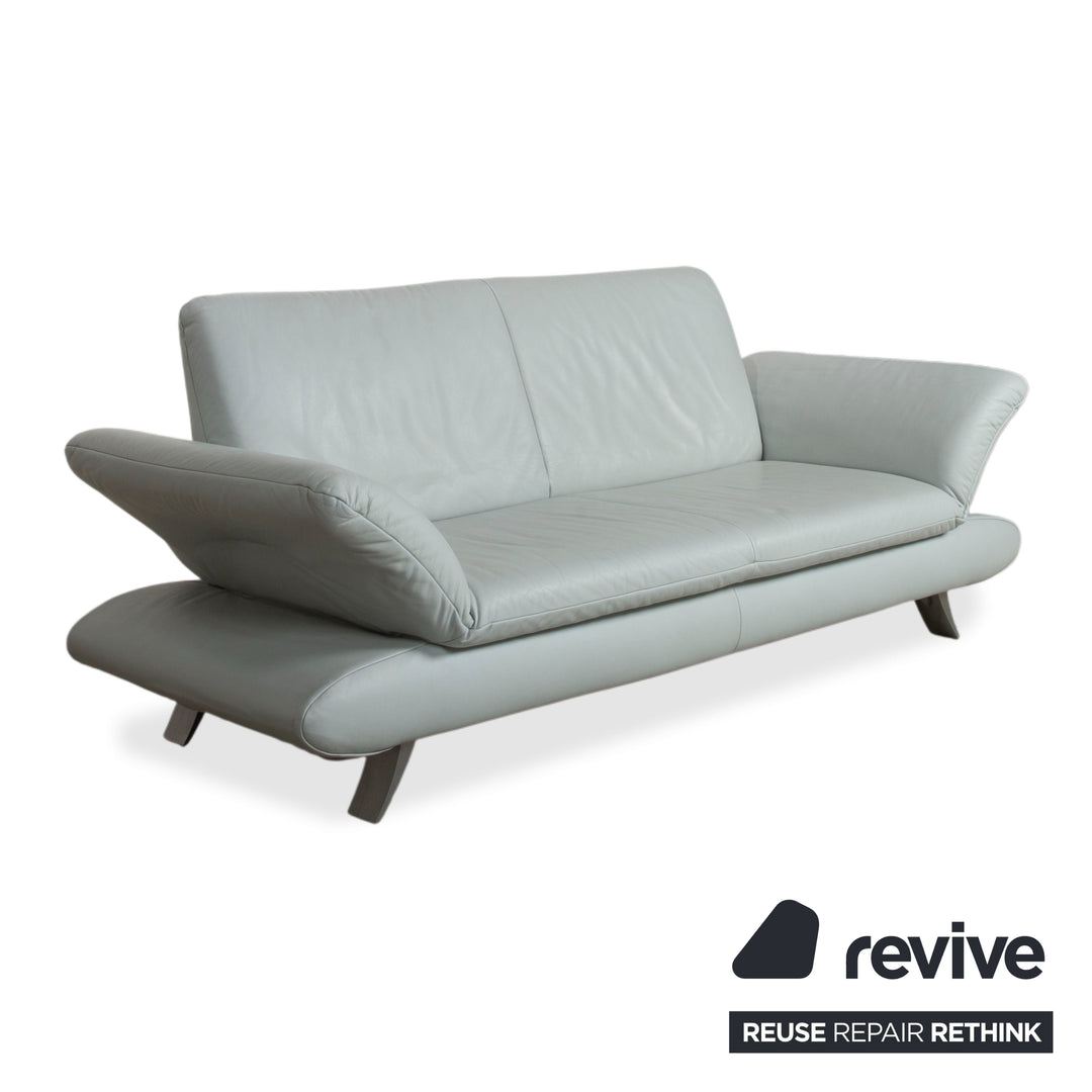 Koinor Rossini Leather Two-Seater Blue Ice Blue Manual Function Sofa Couch