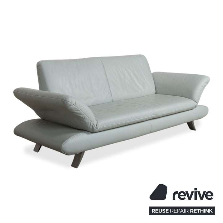 Koinor Rossini Leather Two-Seater Blue Ice Blue Manual Function Sofa Couch