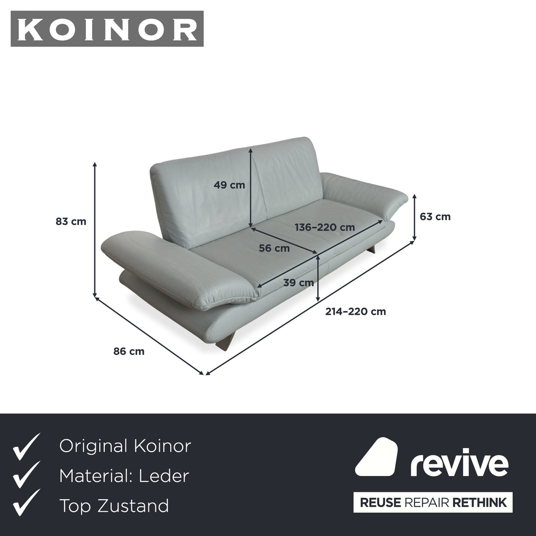 Koinor Rossini Leather Two-Seater Blue Ice Blue Manual Function Sofa Couch