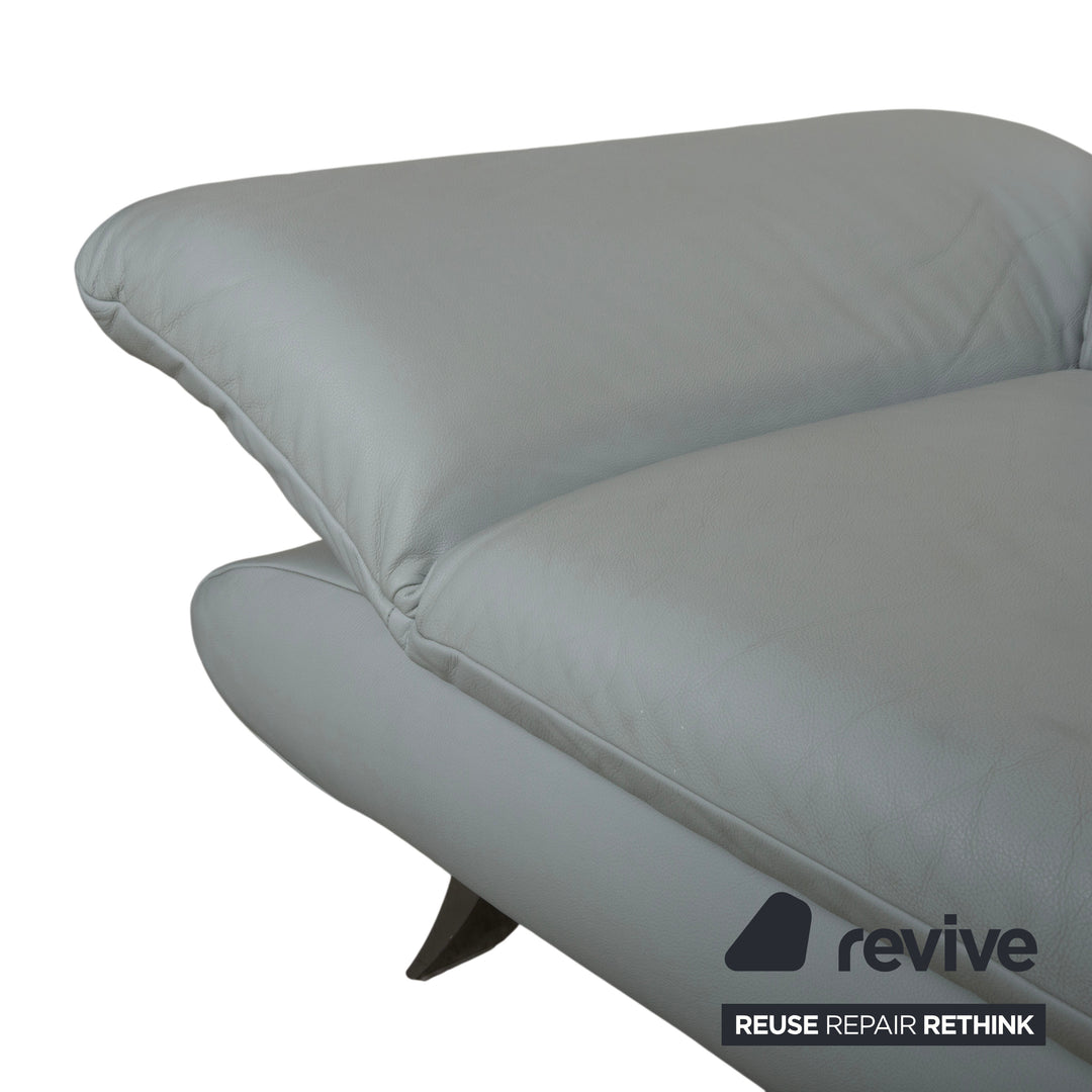 Koinor Rossini Leather Two-Seater Blue Ice Blue Manual Function Sofa Couch