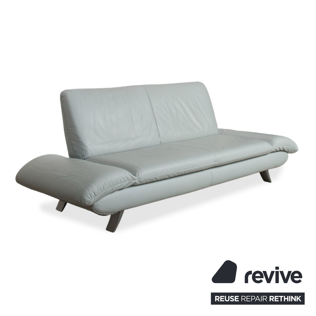 Koinor Rossini Leather Two-Seater Blue Ice Blue Manual Function Sofa Couch