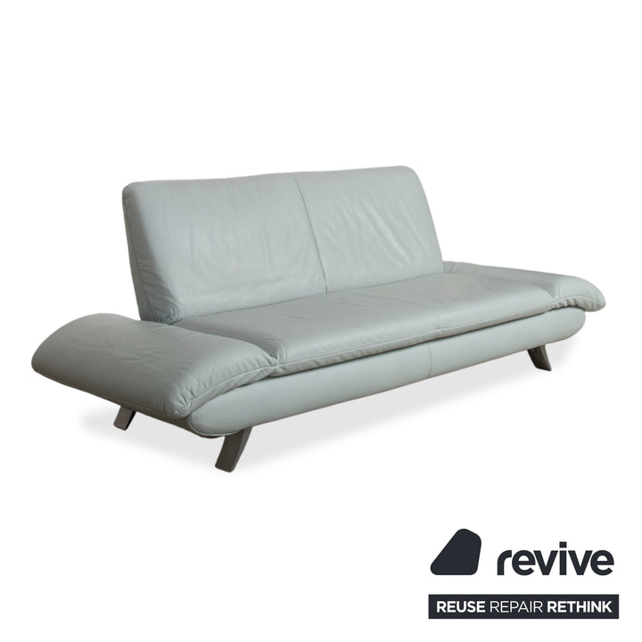 Koinor Rossini Leather Two-Seater Blue Ice Blue Manual Function Sofa Couch