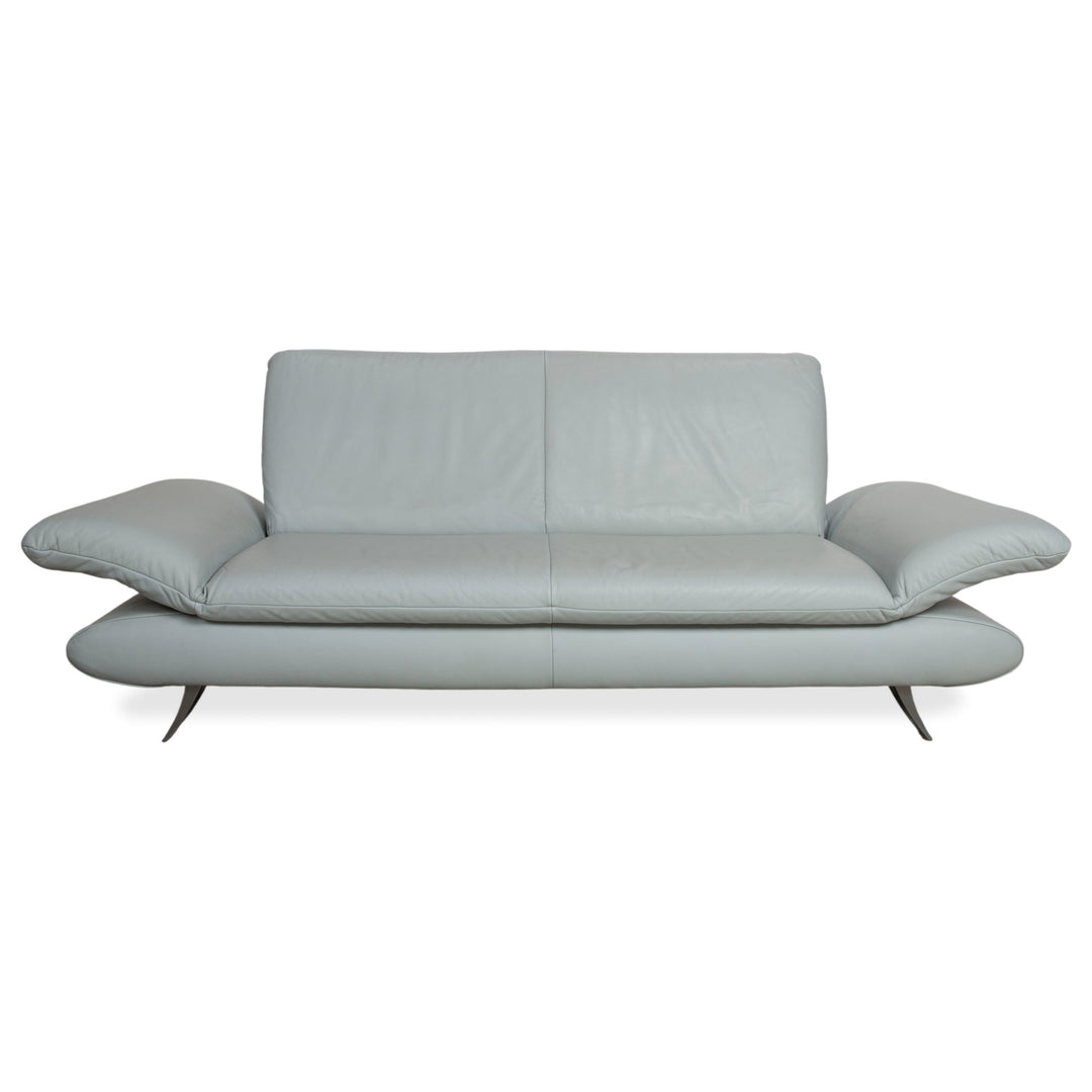 Koinor Rossini Leather Two-Seater Blue Ice Blue Manual Function Sofa Couch