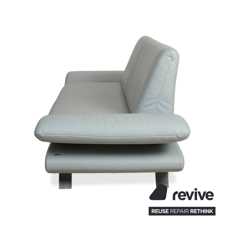Koinor Rossini Leather Two-Seater Blue Ice Blue Manual Function Sofa Couch