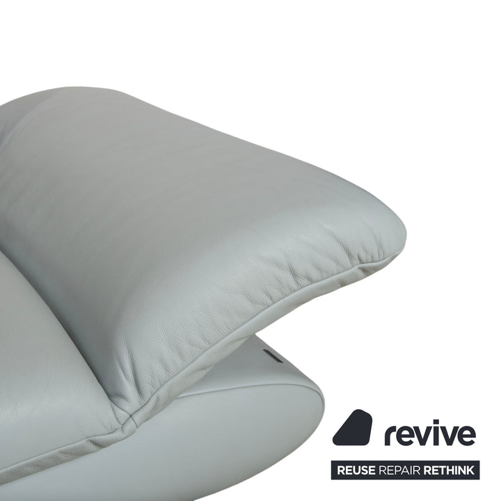 Koinor Rossini Leather Two-Seater Blue Ice Blue Manual Function Sofa Couch