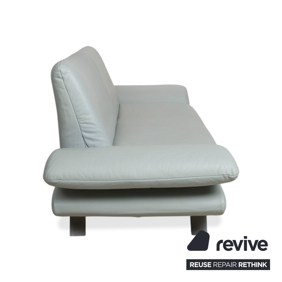 Koinor Rossini Leather Two-Seater Blue Ice Blue Manual Function Sofa Couch