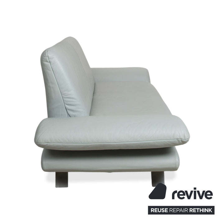 Koinor Rossini Leather Two-Seater Blue Ice Blue Manual Function Sofa Couch
