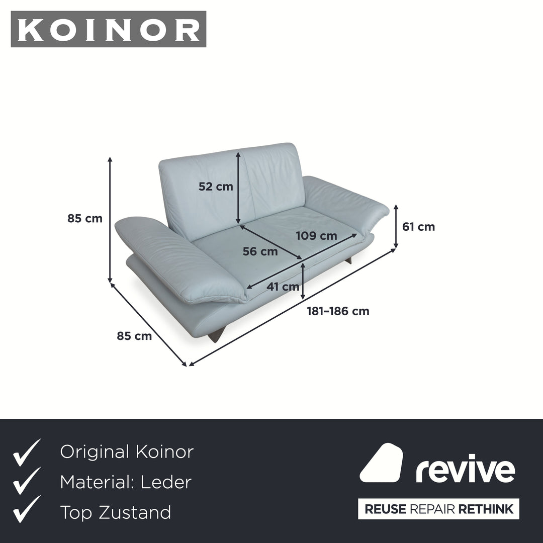 Koinor Rossini Leder Zweisitzer Blau Grau manuelle Funktion Sofa Couch