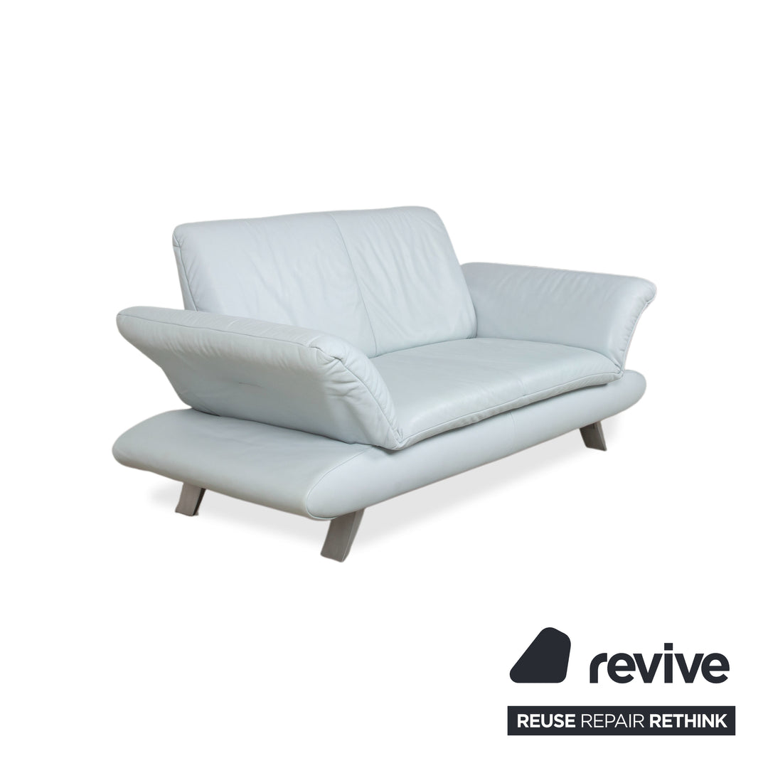 Koinor Rossini Leder Zweisitzer Blau Grau manuelle Funktion Sofa Couch