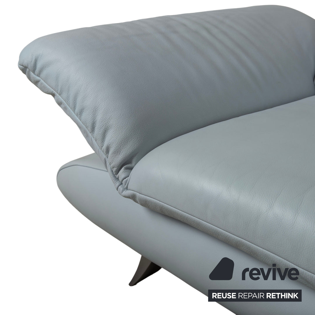 Koinor Rossini Leder Zweisitzer Blau Grau manuelle Funktion Sofa Couch