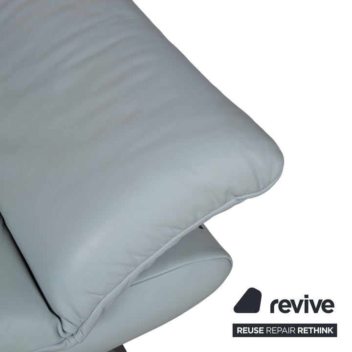 Koinor Rossini Leder Zweisitzer Blau Grau manuelle Funktion Sofa Couch