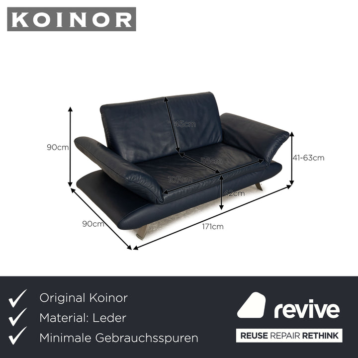 Koinor Rossini Leder Zweisitzer Blau manuelle Funktion Sofa Couch