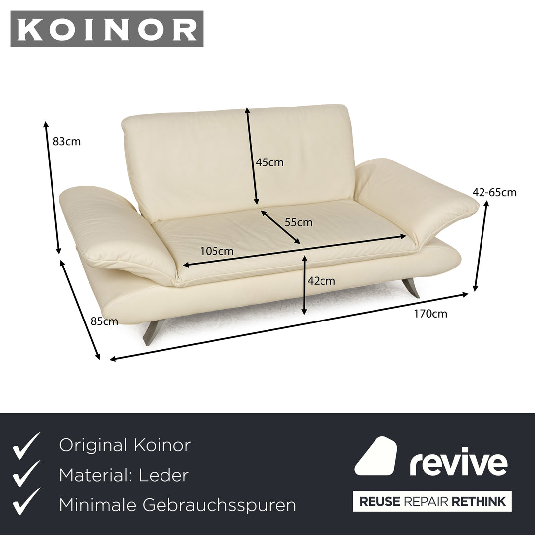 Koinor Rossini Canapé deux places en cuir crème à fonction manuelle