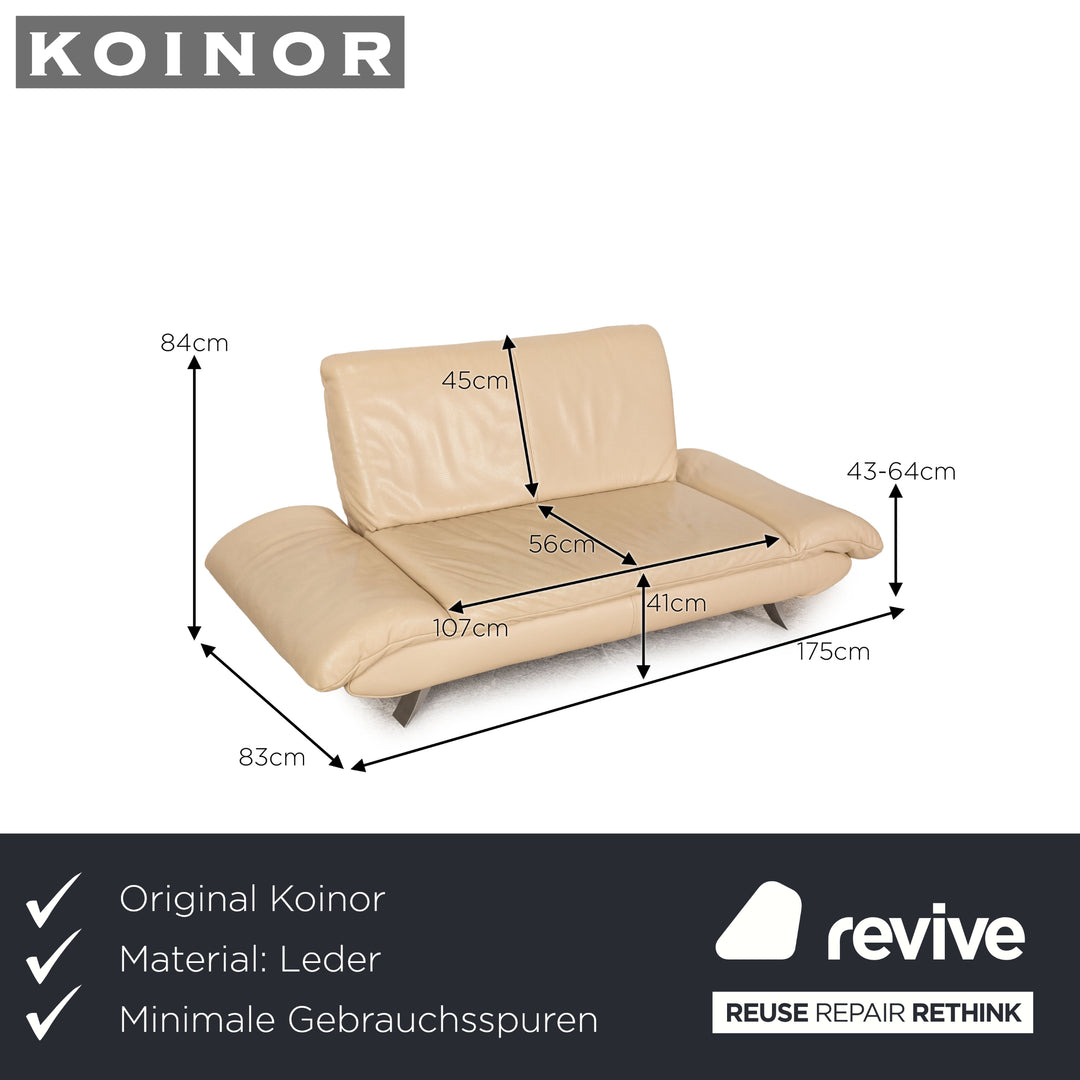 Koinor Rossini Leather Two Seater Cream Sofa Couch Function