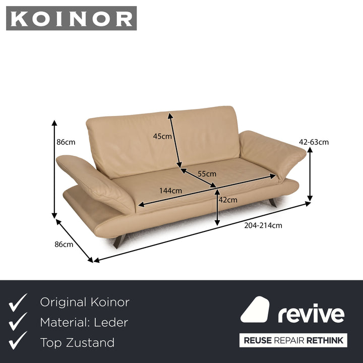Koinor Rossini Leather Two Seater Cream Sofa Couch Function