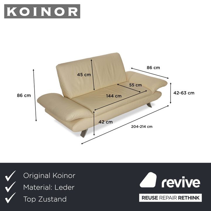 Koinor Rossini Leder Zweisitzer Creme Sofa Couch manuelle Funktion