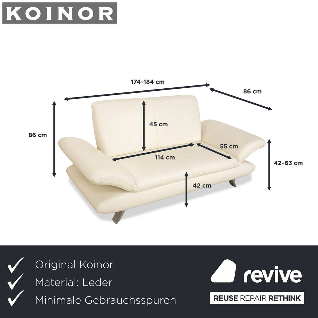 Koinor Rossini Leder Zweisitzer Creme Weiß Sofa Couch manuelle Funktion