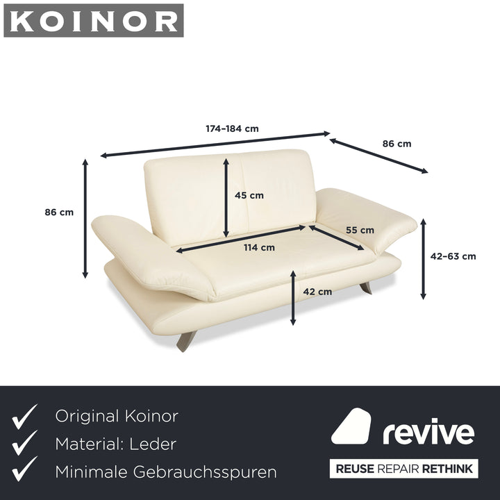 Koinor Rossini Leder Zweisitzer Creme Weiß Sofa Couch manuelle Funktion