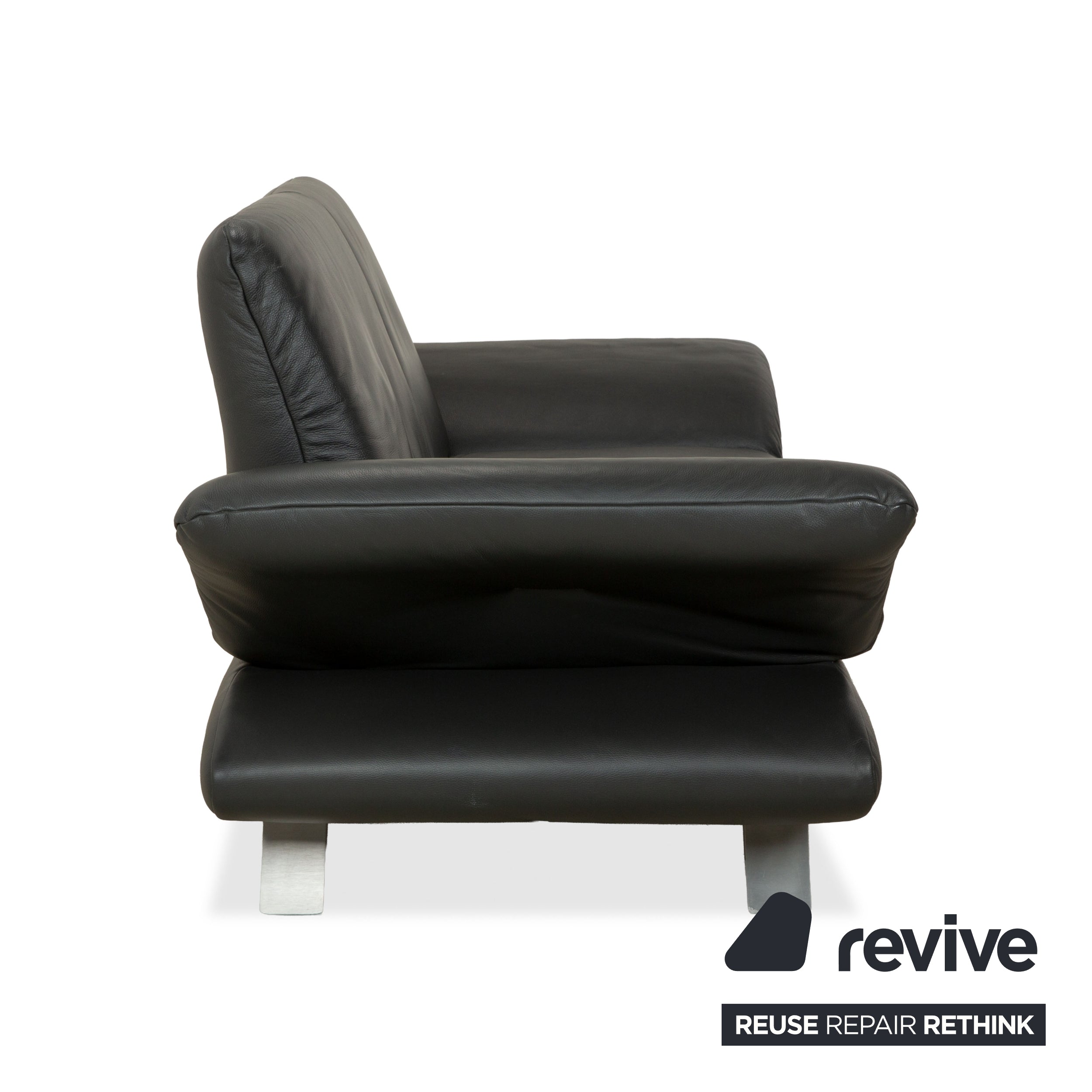 Canapé deux places en cuir gris foncé Koinor Rossini à fonction manuelle