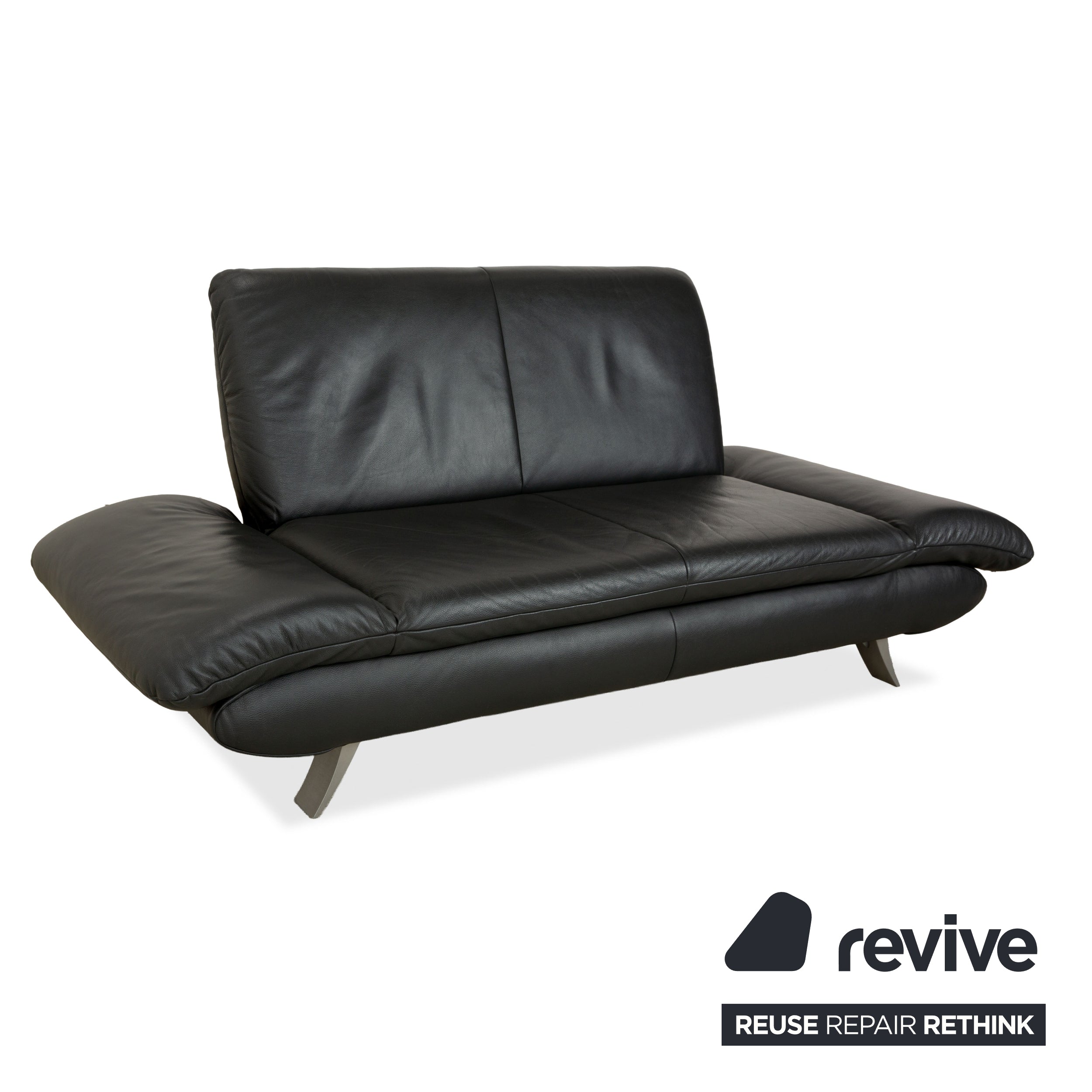 Canapé deux places en cuir gris foncé Koinor Rossini à fonction manuelle