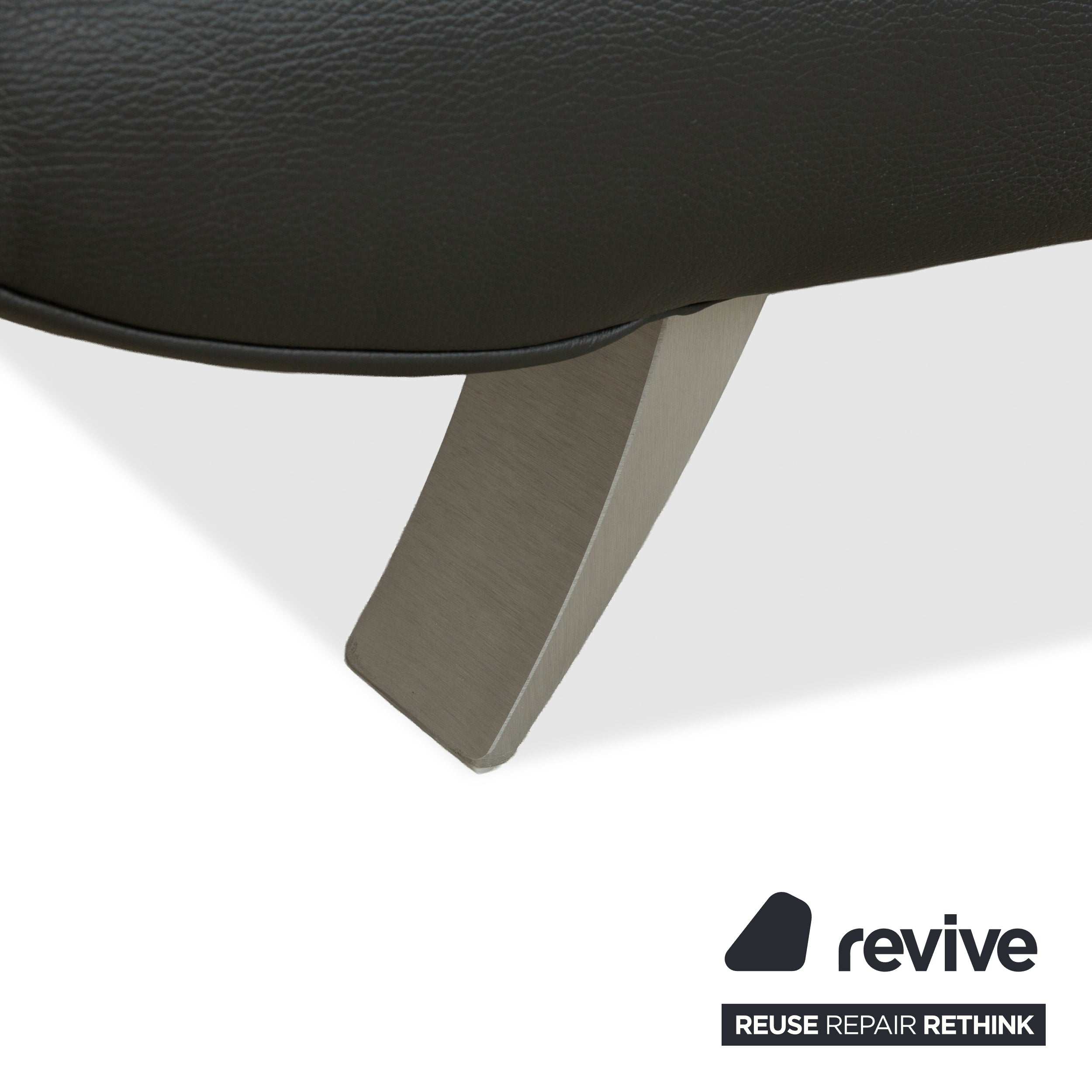 Canapé deux places en cuir gris foncé Koinor Rossini à fonction manuelle