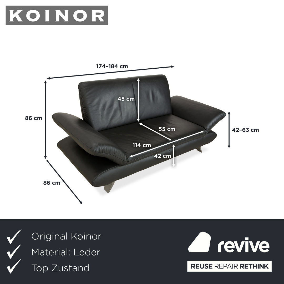 Koinor Rossini Leder Zweisitzer Dunkelgrau manuelle Funktion Sofa Couch