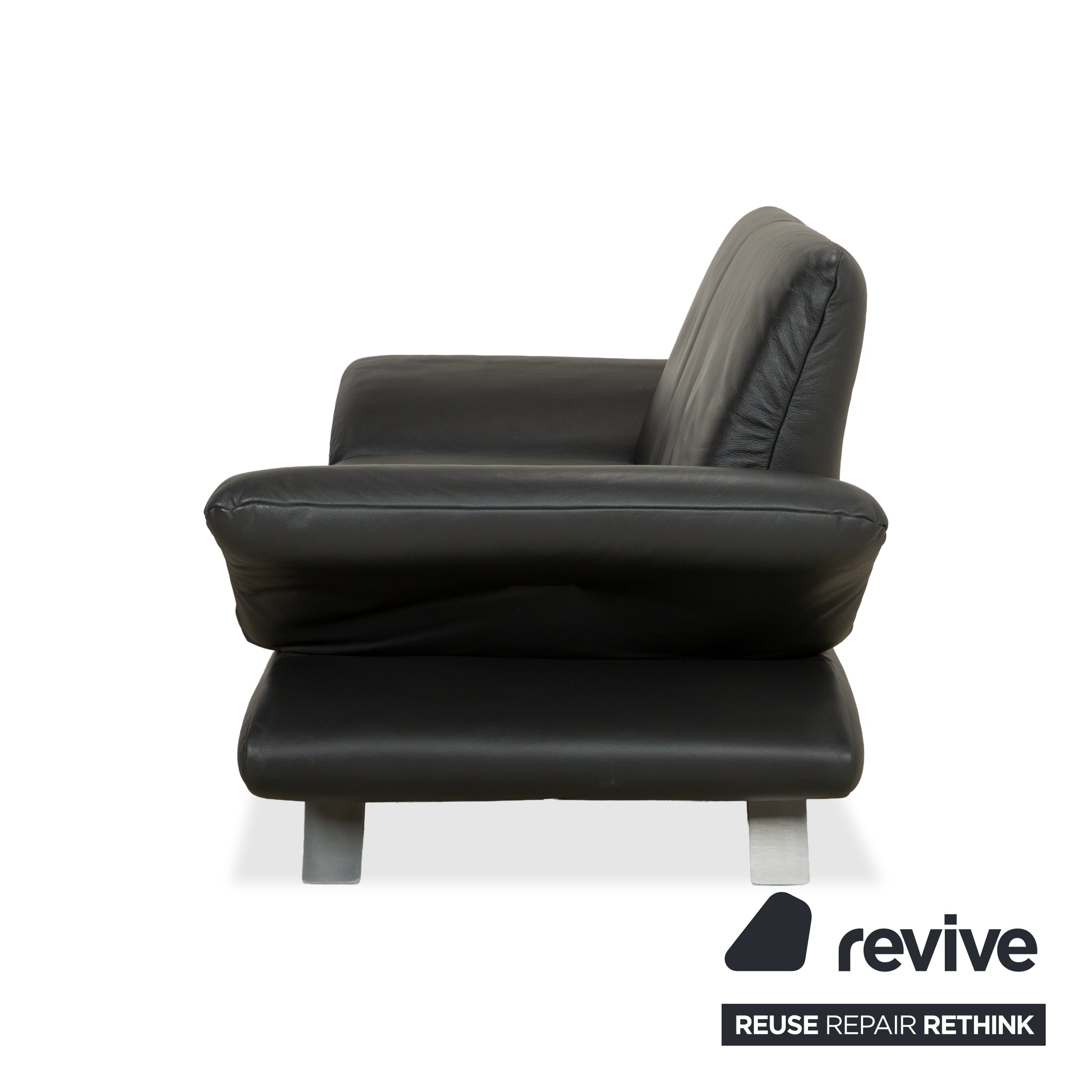 Canapé deux places en cuir gris foncé Koinor Rossini à fonction manuelle