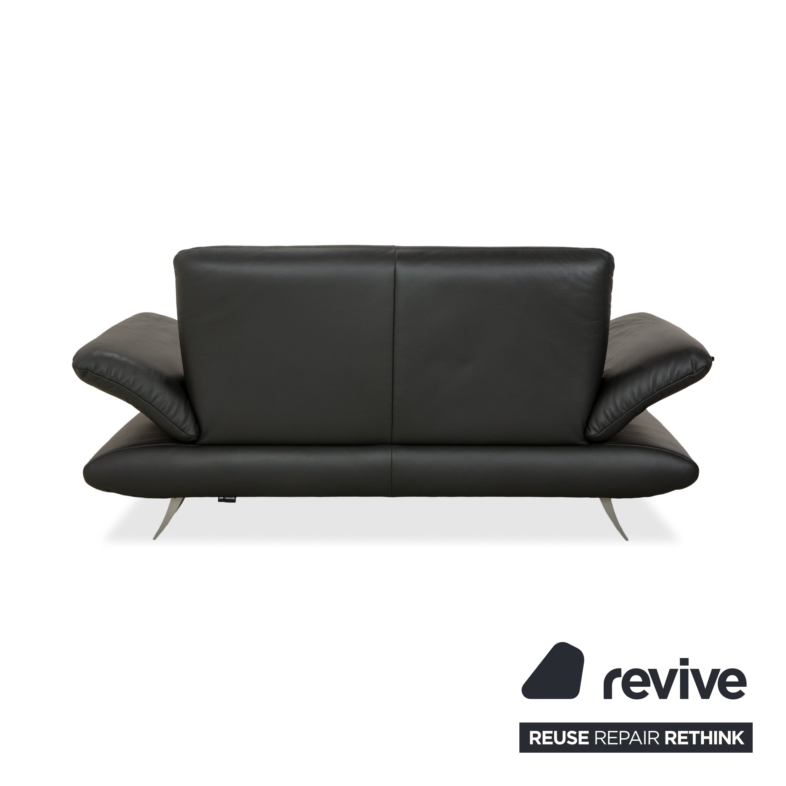 Canapé deux places en cuir gris foncé Koinor Rossini à fonction manuelle