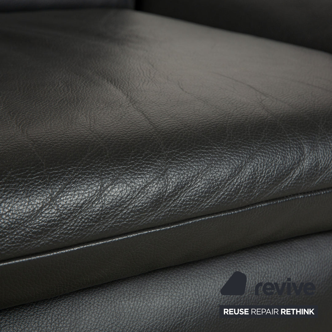 Koinor Rossini Leder Zweisitzer Dunkelgrau manuelle Funktion Sofa Couch