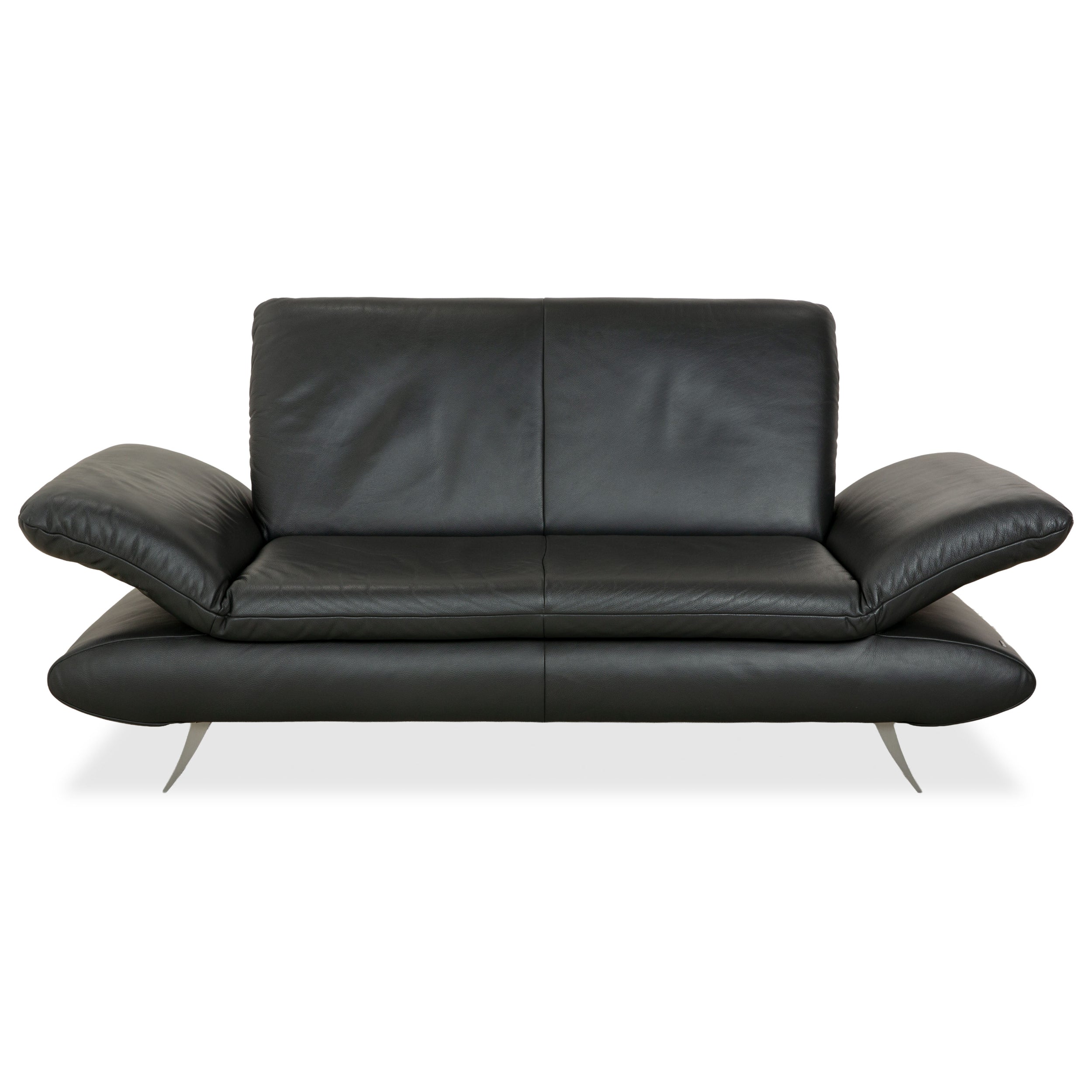 Canapé deux places en cuir gris foncé Koinor Rossini à fonction manuelle