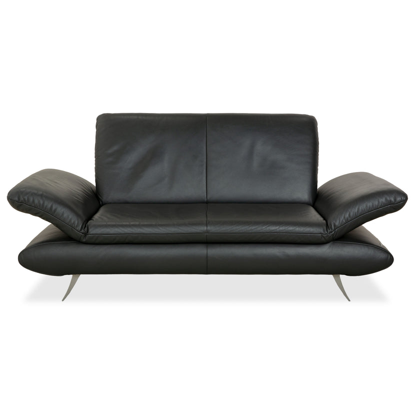 Canapé deux places en cuir gris foncé Koinor Rossini à fonction manuelle