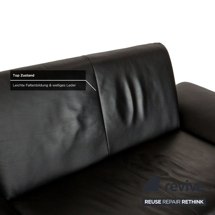 Koinor Rossini Leather Two-Seater Set Black Manual Function Sofa Couch