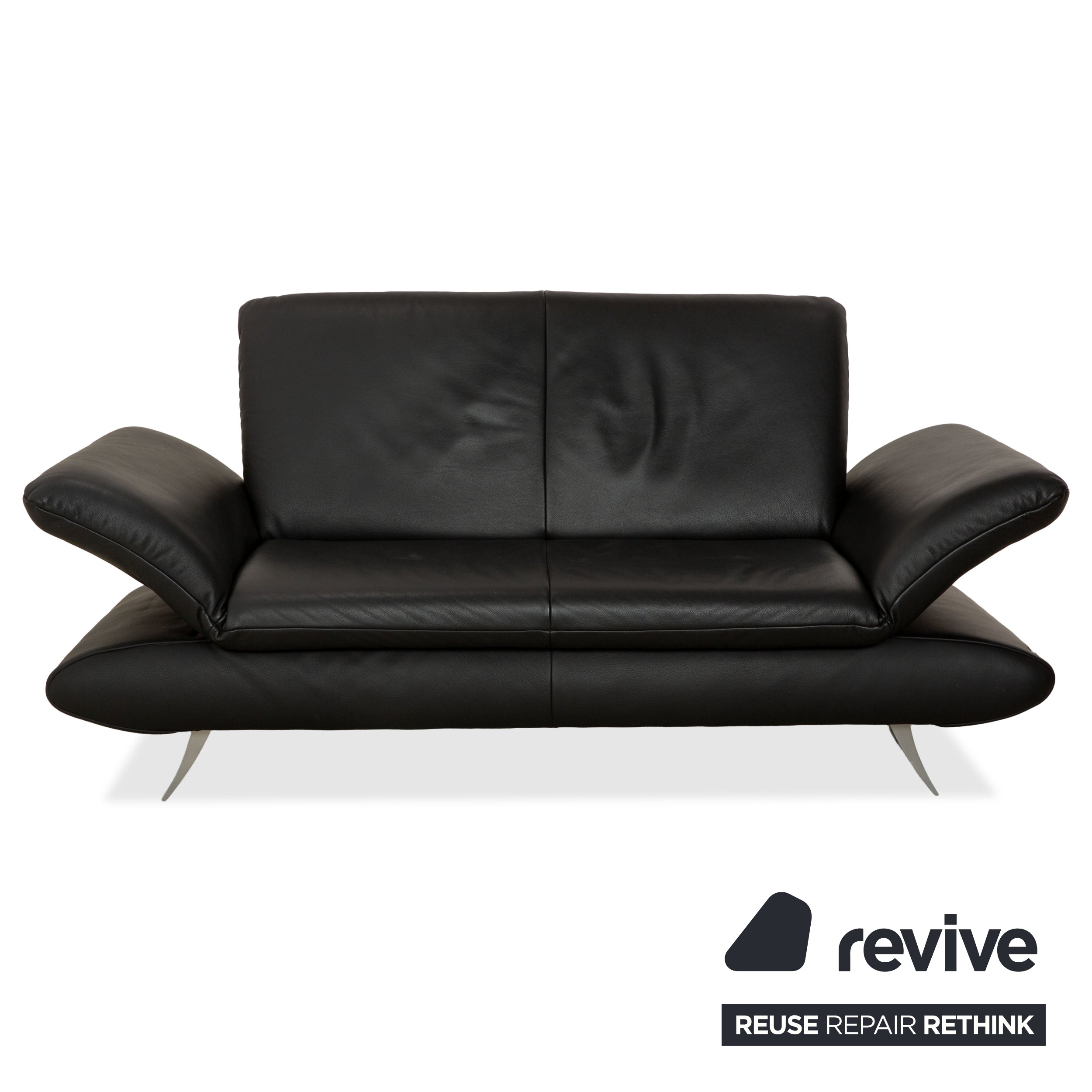 Koinor Rossini Leder Zweisitzer Garnitur Schwarz manuelle Funktion Sofa Couch