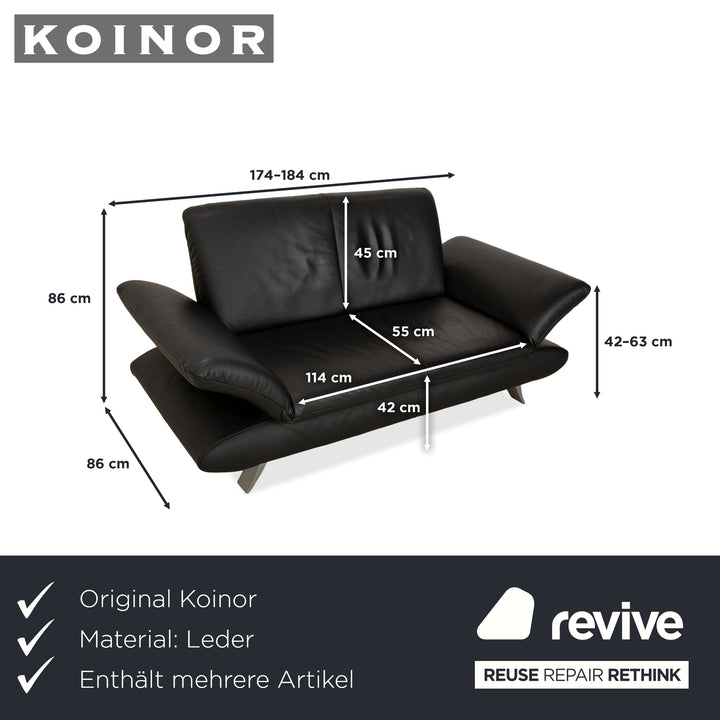 Koinor Rossini Leather Two-Seater Set Black Manual Function Sofa Couch
